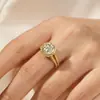 Comércio Exterior Transfronteiriço Atacado Anel Moda Leve Luxo Oito Garras Banhado a Ouro 14K para Mulheres, Joia Anel Simples Versátil Clássico