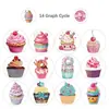 500 Adesivos, 14 Folhas de Adesivos em Rolo Estéticos Reutilizáveis com Tema de Cupcake para Capas de Celular, Garrafas de Água, Diários, Atacado de Adesivos Transfronteiriço