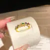 Anel Folha de Zircônia Banhado a Ouro 18K Real Verão 18K Anel para Dedo Indicador de Nicho de Alto Padrão Joia de Mão Simples e Fashion