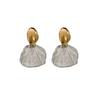 Pendientes ovalados de metal con aguja de plata galvanizada y oro auténtico, elegantes y sencillos, de estilo francés, de lujo, ligeros y de alta gama para mujer.