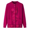 Roupas para mulheres de meia-idade e idosas casaco suéter de inverno mãe tricô com forro de fleece roupas para idosos cardigã quente top