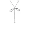 Collar Deslizante con Lazo para Mujer, Joyería de Collar Largo de Nicho, Cadena Decorativa Larga Estilo Coreano para Suéter, Elegante y Versátil