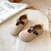 Zapatos de princesa para niñas, estilo retro francés, zapatos Birkenstock para niños, nuevo diseño de una sola tira, planos y de suela blanda, cómodos zapatitos de piel
