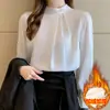 Tiro real camisa de satén para mujer manga larga elegante con tachuelas de cuentas camisa base diseño 2026 Primavera/Otoño sentido del diseño nicho blusa de gasa