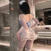 Primer Amor Lencería Sexy Deseo Puro Encaje Vestido de Tirantes de Sirvienta Vestido de Tirantes Transparente Atuendo Sexy Tentación de Sirvienta