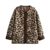 Ropa de mujer estilo europeo y americano más vendida en AliExpress transfronterizo: Chaqueta ZA de estilo americano, nueva, estampada, a la moda, de corte holgado, con borrego y estampado de leopardo