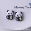 Lindos accesorios de joyería de resina con forma de panda de dibujos animados, accesorios de bricolaje con pegamento en crema, llavero, colgante, agujero para zapatos, hebilla, material