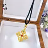 Popular Color de Larga Duración Oro Arena Antiguo Esmalte Cruz Diamante Mortero Colgante Nuevo Estilo Chino para Mujer Cadena para Clavícula de Verano