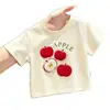 Camiseta de Manga Corta para Niños Estilo Nuevo para Verano, Top Elegante con Estampado de Frutas 3D y Cuello Redondo para Niños y Niñas, de Moda para Niñas