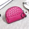 2026 Bolso Nuevo para Mujer Cartera Tejida Hecha a Mano Billetera Sencilla para Monedas Billetera de Piel Sintética Bolso Pequeño con Cremallera para Cosméticos