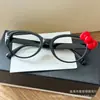 Subcultura Celebridad de Internet Espejo Lindo con Decoración de Lazo Gato Negro con Marco Estampado de Leopardo Gafas para Estilismo Sin Maquillaje Modernas