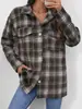 2025 Ropa Europea y Americana Transfronteriza Nueva Camisa de Franela a Cuadros Aliexpress Camisa Chaqueta Casual Holgada para Mujer