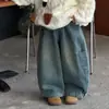 Tai Ru 2026 Invierno Nuevo Estilo Coreano Para Niños Color Sólido Versátil Más Terciopelo Pantalones de Mezclilla Mono Infantil de Terciopelo Cálido Pantalones Largos