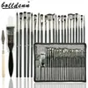 Set de 24 pinceles, bolsa de lienzo para arte, pinceles de pintura al óleo, pinceles de cerdas de nylon para gouache y acuarela, directo del fabricante