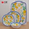 Vajilla de Melamina para Exportación Estilo Lujo Ligero Juego de Plato y Plato Tazón para Ensalada para el Hogar Plato Creativo de Encaje de Limón Estilo Europeo Venta al Mayoreo