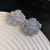Pendientes de lujo ligeros con forma de flor de cristal y circonita, de Corea del Sur, elegantes y modernos, sencillos, combinables y geniales.