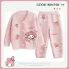 Pijama para Niña, Pijama Infantil de Medio Terciopelo, Terciopelo Coral de Dibujos Animados, Cálido y Suave, Engrosado para Otoño e Invierno, Ropa de Casa