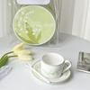 Lento como taza de café y platillo de cerámica antigua juego lirio del valle estilo pastoral francés plato para pastel vajilla taza pequeña medieval