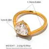 Anillos con un Toque de Lujo de Nicho, Acero Inoxidable, Lujo Ligero, Diseño de Zirconia en Forma de Gota de Agua Estilo Ins, Diseño Abierto Ajustable, Venta al por Mayor Transfronteriza