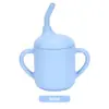 Silicona Anticaídas Bebé Silicona Binaural Aprendizaje Taza para Beber Grado Alimenticio Infantil Bebé Entrenamiento Resistente a Altas Temperaturas Taza con Popote
