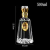 Botella de vidrio para licor de material blanco cristalino de 500 ml al por mayor, botella de vino vacía sellada, botella para elaboración casera, embalaje de caja de regalo