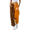 Pantalones jogger casuales de otoño 2024 transfronterizos europeos y americanos con estampado, corte ajustado, cintura alta, cordón y diseño de retazos
