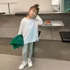 Camiseta de Algodão para Meninas 2025 Nova Infantil Primavera e Outono Estilo Ocidental Camisa Básica Casual Versátil Manga Longa