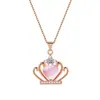 Venta Caliente Moda Hibisco de Madagascar Colgante de Cristal Chapado en Platino Corona de Temperamento Real Colgante de Diamante en Forma de Corazón