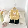 Chaleco para Niñas Otoño Versátil Dibujo Animado Suéter de Punto Chaleco Interior Cálido Ropa de Abrigo Otoño e Invierno para Bebés Niñas
