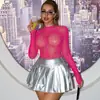 Lencería Sexy con Pedrería, Estilo Europeo y Americano, Morado Adelgazante Atractivo, Bikini con Pedrería, Blusa de Malla de Manga Larga con Estampado de Serpiente Tz879