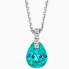 Collar Minimalista de Plata S925 con Zirconia Gota de Agua Paraíba para Mujer, Estilo Vintage de Lujo Ligero, Popular en Xiaohongshu