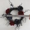 Flor y hierba Halloween simulación anillo de ratán rama muerta Guirnalda de rosas Decoraciones santas europeas y americanas ambiente festivo anillo para colgar en la puerta