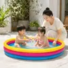 Alberca Inflable de PVC para Niños, Tamaño Grande, Redonda de Tres Anillos de Colores, Adecuada para Baño Interior y Patio Exterior
