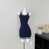 Vestido sin mangas de estilo 'chica hot' puramente seductor, ajuste ceñido, bloques de color, nuevo vestido corto de punto tipo tank top para mujer, verano 2026