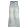 Jeans Yongfang Estilo Americano Azul Turquesa para Hombres y Mujeres, Lavados, Desestructurados, Tridimensionales, Holgados, de Pierna Recta, Casuales, Apilados, Pantalones de Pierna Ancha