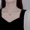 Difeng s999 - Collar con colgante de corazón de dragón con doce signos del zodiaco, plata pura, estilo nacional femenino, con ágata roja y año de nacimiento del dragón, cadena de clavícula