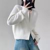 Outono e inverno engrossado 100 cardigan feminino gola redonda suéter casaco solto malha externa manga raglan top