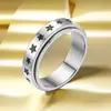 Anillo de Acero Inoxidable Europeo y Americano Transfronterizo Giratorio Estrella Luna Anillo Descompresor Anillo de Acero de Titanio Frío que No se Desvanece