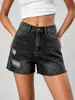 Moda Verão Novo Estilo Feminino Simples Versátil Shorts Jeans com Bordas Desfiadas Jeans Feminino