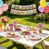Decoraciones para fiesta de cumpleaños de niña transfronteriza: Guirnalda de mono Dora, decoraciones colgantes en espiral, vasos de papel, platos de papel, mantel, globos