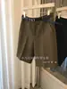 Quédatelo para ti~ ¡Sastrería nivel Rey Z! Pantalones casuales de cinco puntos de tiro alto, ajustados, de pierna ancha, holgados, a la moda, de gama alta, para mujer, con cinturón