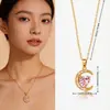 Collar transfronterizo minimalista con colgante de luna y circonita en forma de corazón, estilo nicho de lujo ligero, joyería de comercio exterior de verano para mujer con un toque de alta gama