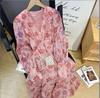 En stock Aconi Remate Especial Vestido Romántico con Estampado Francés Lujo Ligero Cuello en V Manga Larga Vestido Midi Primavera Sin Devolución