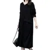 Vestido con Capucha y Botones de Manga Larga para Mujer Tallas Grandes con Dos Bolsillos Grandes, Vestido de Longitud Media Línea A con Cintura Suelta para Primavera y Otoño