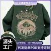 Moletom Transfronteiriço Tamanho Europeu Transfronteiriço Gola Redonda Com Pelúcia Interna Galáxia Monte Fuji Casual Masculino Solto Estampado Tamanho Europeu