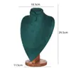 Soporte de Exhibición para Collares de Madera Maciza Color Nogal, Maniquí de Cuello, Soporte para Colgantes y Joyería, Soporte para Joyería de Cuello de Retrato, Superficie de Terciopelo de Cuero, Blanco y Negro