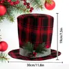 Ponteiro de Árvore de Natal Estrela Decoração de Natal Chapéu Xadrez Preto Vermelho Enfeite de Ponteiro de Árvore de Natal