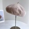 Boina de Lana Bordada a Mano para Mujer, Cálida para Otoño e Invierno, Sombrero de Artista, Color Sólido Versátil, Sombrero de Auxiliar de Vuelo, Boina de Moda