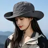 Sombrero de Montañismo y Pesca de Secado Rápido para Exteriores para Hombres y Mujeres, Plegable, Ala Ancha, Protección Solar, Sombrero de Sol con Cuerda para el Viento