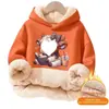 Moletom com Capuz Liso de Mistura de Algodão e Lã de Cordeiro, Forrado com Fleece, Sem Bolsos, Caimento Solto